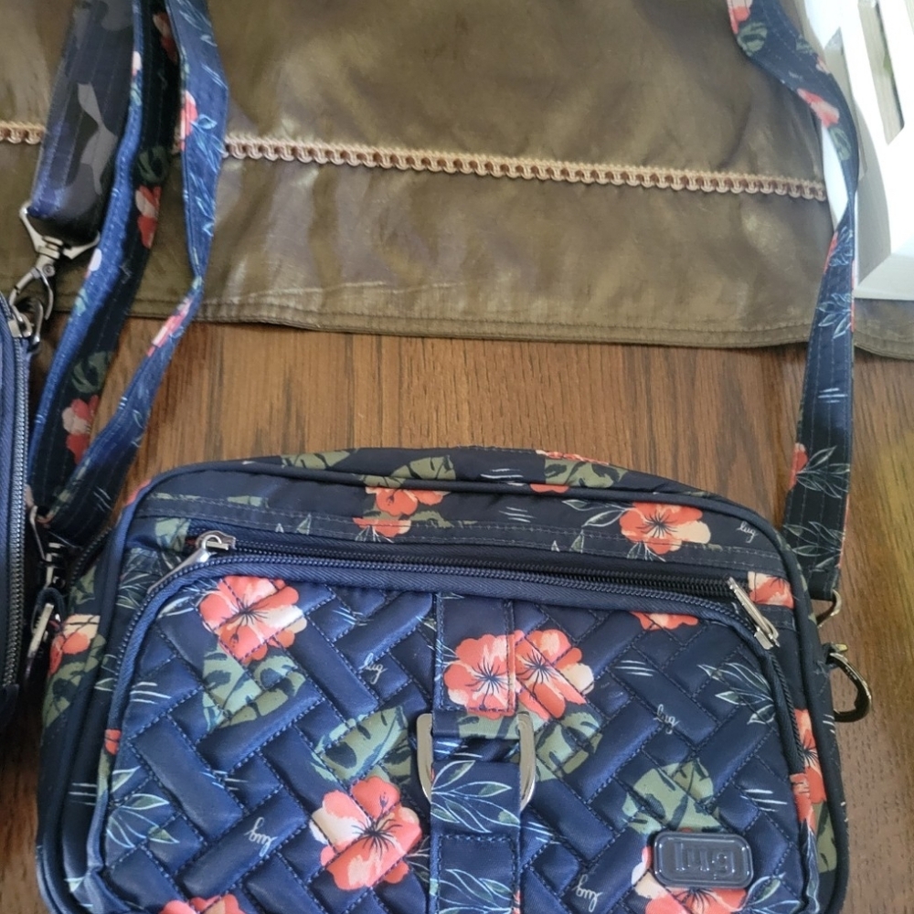 Lug Navy and Orange Floral Quilted Bag